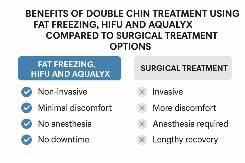 Graphic about the benefits of double chin treatment Oxshott - from LA LIPO