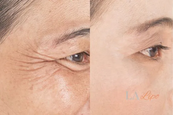 Before and after results of woman - HI-fu wrinkles reduction treatment Oxshott