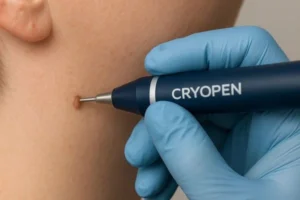Person receiving skin tag removal Oxshott